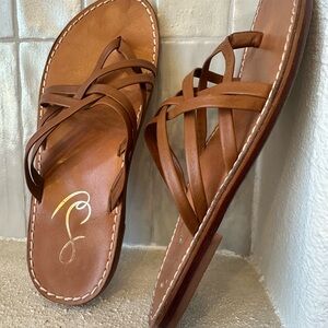 Sam Edelman Brown Leather Sandals with Strappy Design